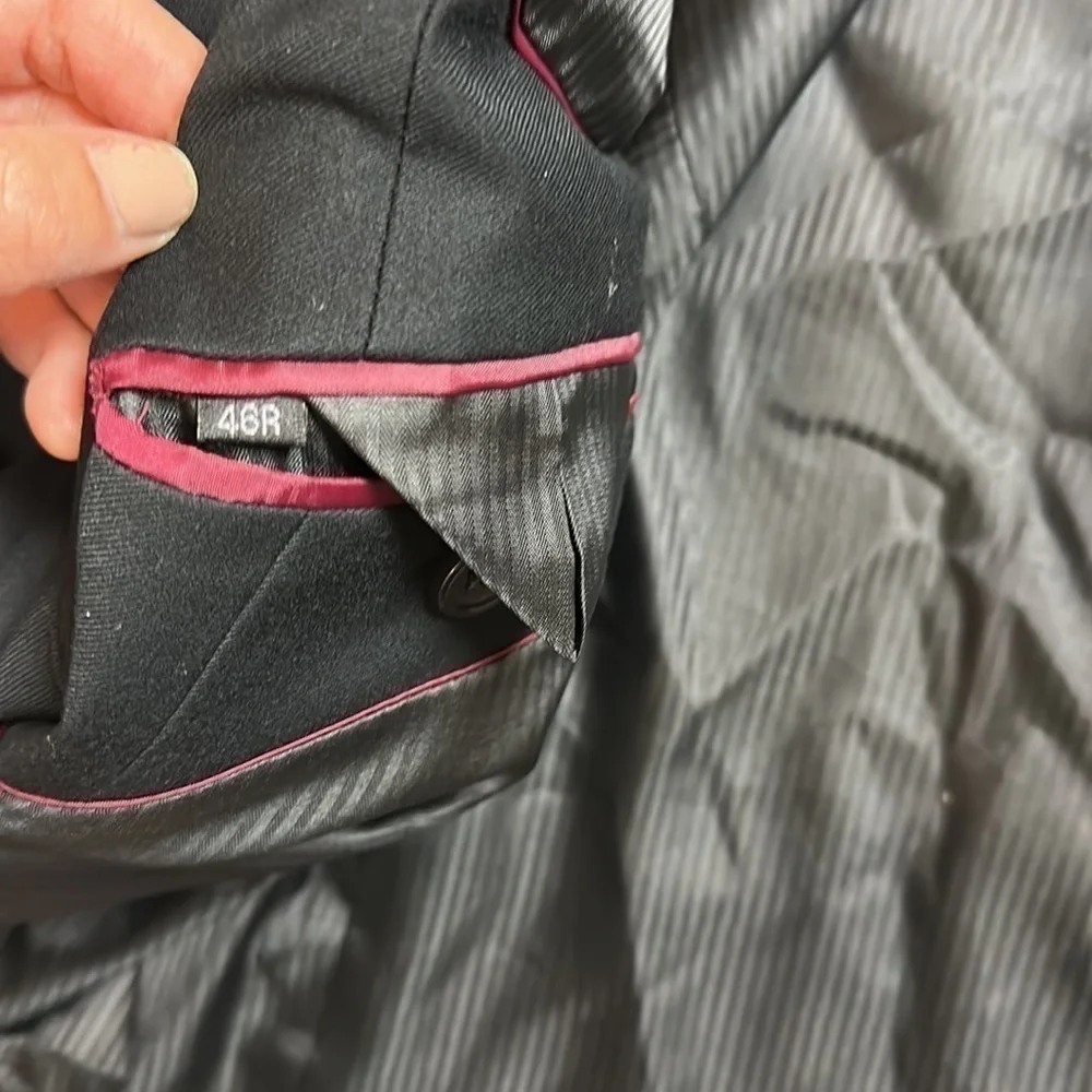 Vinci Mens Black 2 Piece 46R Jacket 40R Pant 3 Button Suit
